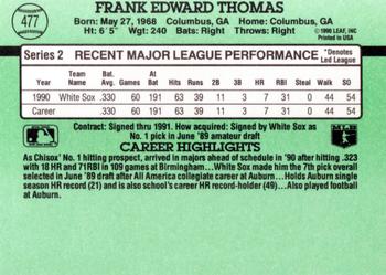 1991 Donruss #477 Frank Thomas Back
