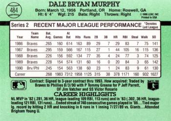 1991 Donruss #484 Dale Murphy Back