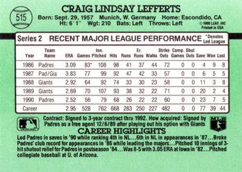 1991 Donruss #515 Craig Lefferts Back