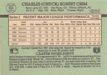 1991 Donruss #684 Chuck Crim Back
