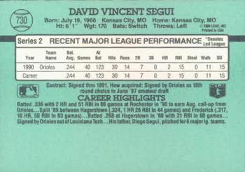 1991 Donruss #730 David Segui Back