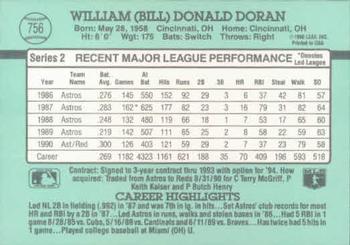 1991 Donruss #756 Bill Doran Back