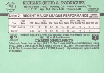 1991 Donruss #769 Rich Rodriguez Back