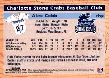 2009 Grandstand Charlotte Stone Crabs #NNO Alex Cobb Back
