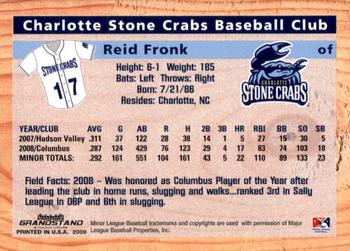 2009 Grandstand Charlotte Stone Crabs #NNO Reid Fronk Back