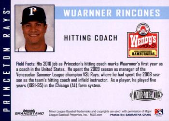 2010 Grandstand Princeton Rays #NNO Wuarnner Rincones Back