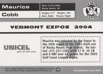 2004 Grandstand Vermont Expos #NNO Maurice Cobb Back