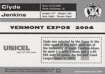 2004 Grandstand Vermont Expos #NNO Clyde Jenkins Back