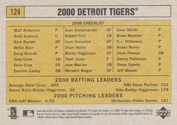 2001 Upper Deck Vintage #124 Detroit Tigers Back
