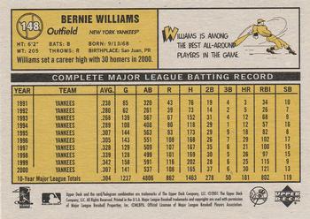 2001 Upper Deck Vintage #148 Bernie Williams Back