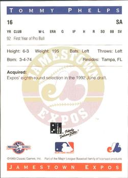 1993 Classic Best Jamestown Expos #16 Tommy Phelps Back