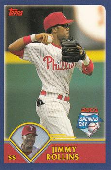 2003 Topps Opening Day - Mini Stickers #NNO Jimmy Rollins Front