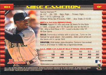 2002 Bowman #104 Mike Cameron Back