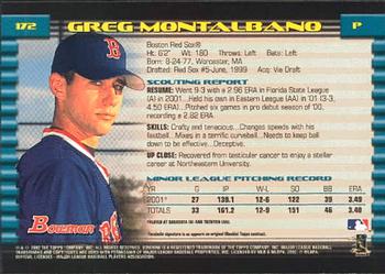 2002 Bowman #172 Greg Montalbano Back