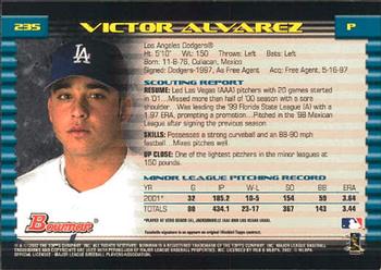 2002 Bowman #235 Victor Alvarez Back