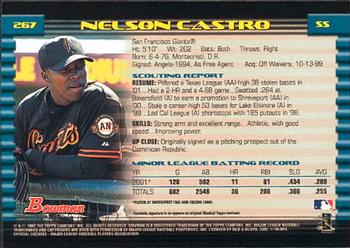2002 Bowman #267 Nelson Castro Back