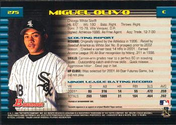 2002 Bowman #275 Miguel Olivo Back