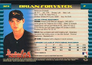 2002 Bowman #323 Brian Forystek Back
