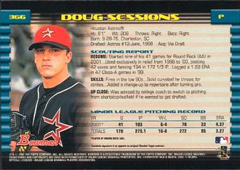 2002 Bowman #366 Doug Sessions Back