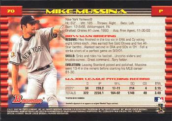2002 Bowman #70 Mike Mussina Back