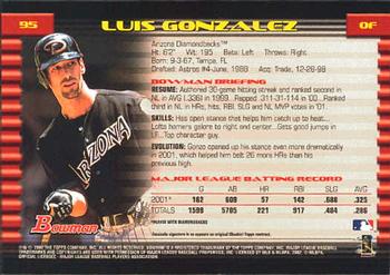 2002 Bowman #95 Luis Gonzalez Back