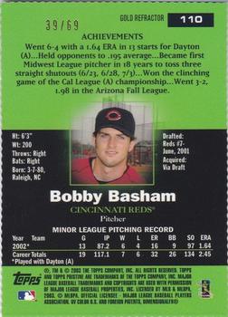 2003 Topps Pristine - Gold Refractors #110 Bobby Basham Back