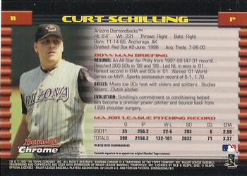 2002 Bowman Chrome #11 Curt Schilling Back