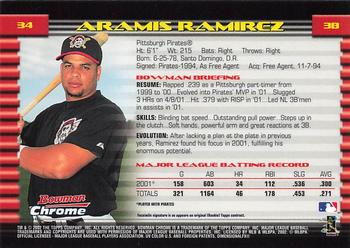 2002 Bowman Chrome #34 Aramis Ramirez Back