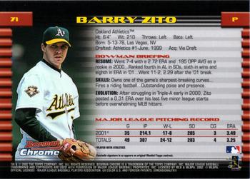2002 Bowman Chrome #71 Barry Zito Back