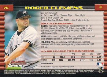 2002 Bowman Chrome #76 Roger Clemens Back