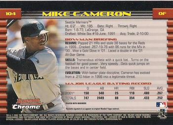 2002 Bowman Chrome #104 Mike Cameron Back