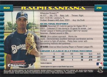 2002 Bowman Chrome #160 Ralph Santana Back