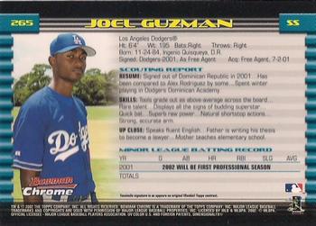 2002 Bowman Chrome #265 Joel Guzman Back