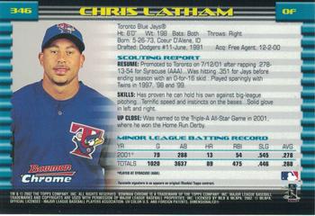 2002 Bowman Chrome #346 Chris Latham Back