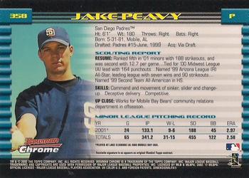 2002 Bowman Chrome #358 Jake Peavy Back