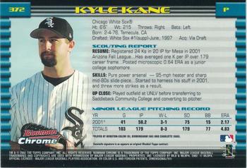 2002 Bowman Chrome #372 Kyle Kane Back