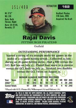 2003 Topps Pristine - Refractors #162 Rajai Davis Back