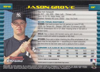 2002 Bowman Draft Picks & Prospects - Chrome #BDP110 Jason Grove Back