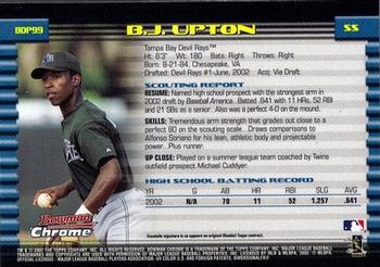 2002 Bowman Draft Picks & Prospects - Chrome #BDP99 B.J. Upton Back