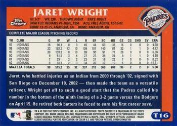 2003 Topps Traded & Rookies - Chrome #T16 Jaret Wright Back