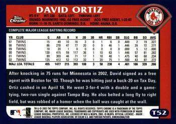 2003 Topps Traded & Rookies - Chrome #T52 David Ortiz Back
