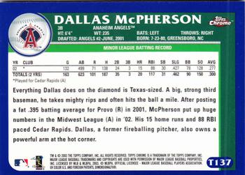 2003 Topps Traded & Rookies - Chrome #T137 Dallas McPherson Back