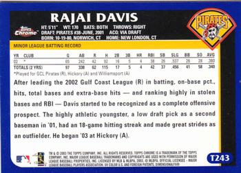 2003 Topps Traded & Rookies - Chrome #T243 Rajai Davis Back