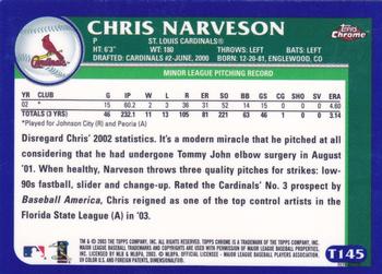 2003 Topps Traded & Rookies - Chrome Refractors #T145 Chris Narveson Back