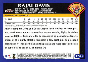 2003 Topps Traded & Rookies - Chrome Refractors #T243 Rajai Davis Back