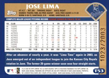 2003 Topps Traded & Rookies - Gold #T53 Jose Lima Back