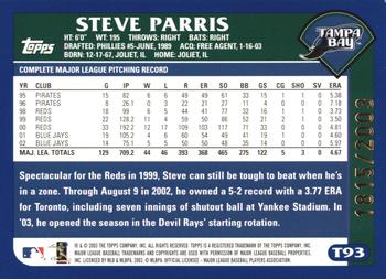 2003 Topps Traded & Rookies - Gold #T93 Steve Parris Back