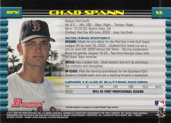 2002 Bowman Draft Picks & Prospects #BDP92 Chad Spann Back
