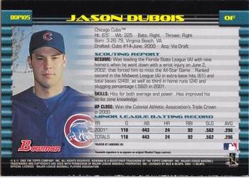 2002 Bowman Draft Picks & Prospects #BDP105 Jason Dubois Back