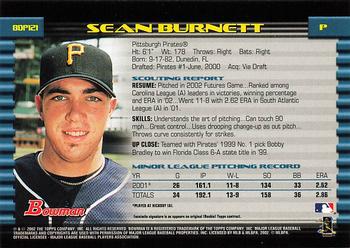 2002 Bowman Draft Picks & Prospects #BDP121 Sean Burnett Back